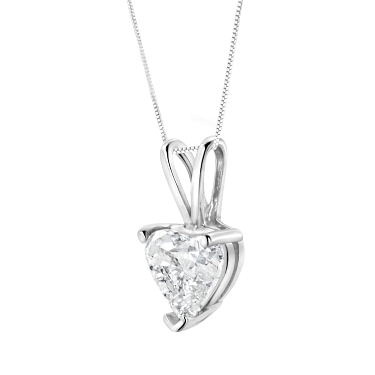 AGS Certified 14K White Gold 3/4ctw Heart Shaped Solitaire Diamond
18" Pendant w\chain
