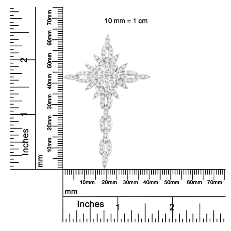 14K White Gold 1.0ctw Cocktail Cluster Cross 18" Pendant
w\chain(H-I Color, SI1-SI2 Clarity)