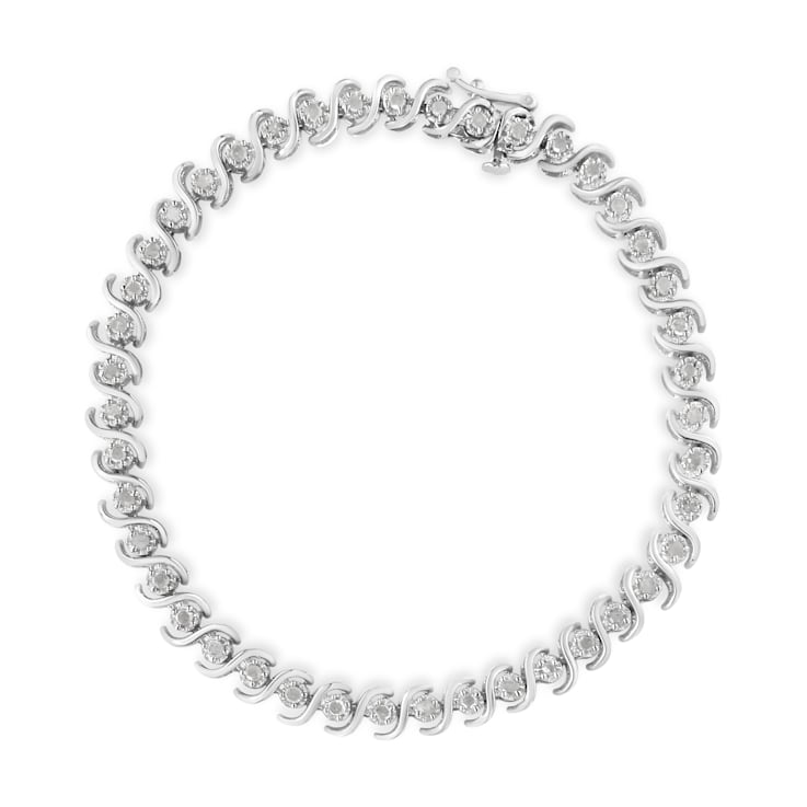 Sterling Silver 1.0 Cttw Round Miracle-Set Diamond 7" Tennis
Bracelet - 7.5"