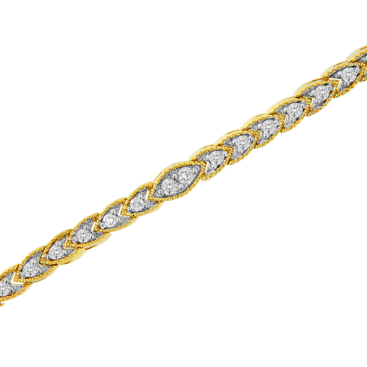 10K Yellow Gold Over Sterling Silver 1.0ctw Diamond Pear Shape Link Bracelet