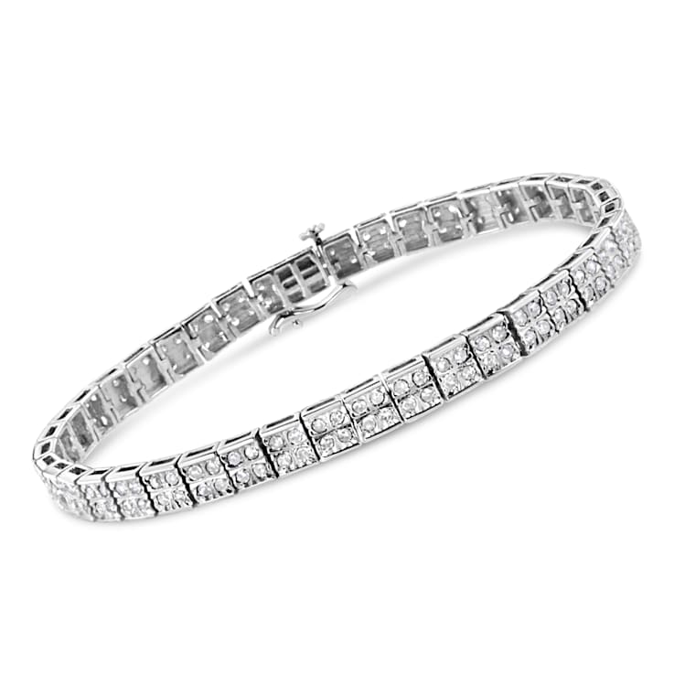 Sterling Silver 2.0ctw Prong Set Round-Cut Diamond 4 Stone