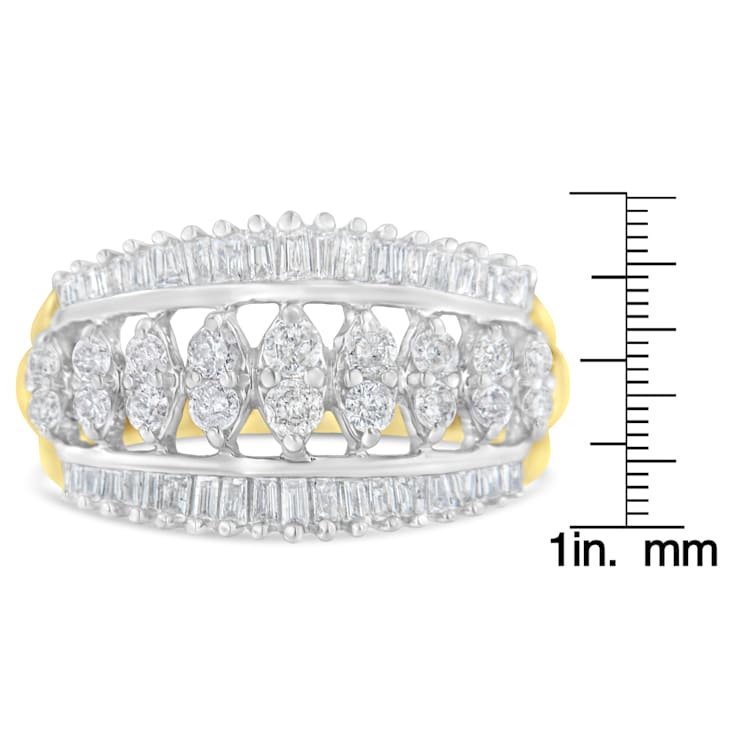 10K Two-Tone Gold Diamond Cluster Band (1 cttw, I-J Color, I1-I2 Clarity)
