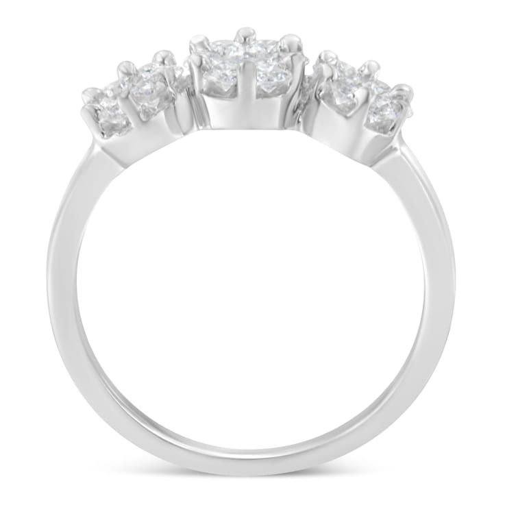 14K White Gold Three-Stone Cluster Diamond Ring (0.7 Cttw, H-I Color,
SI2-I1 Clarity)