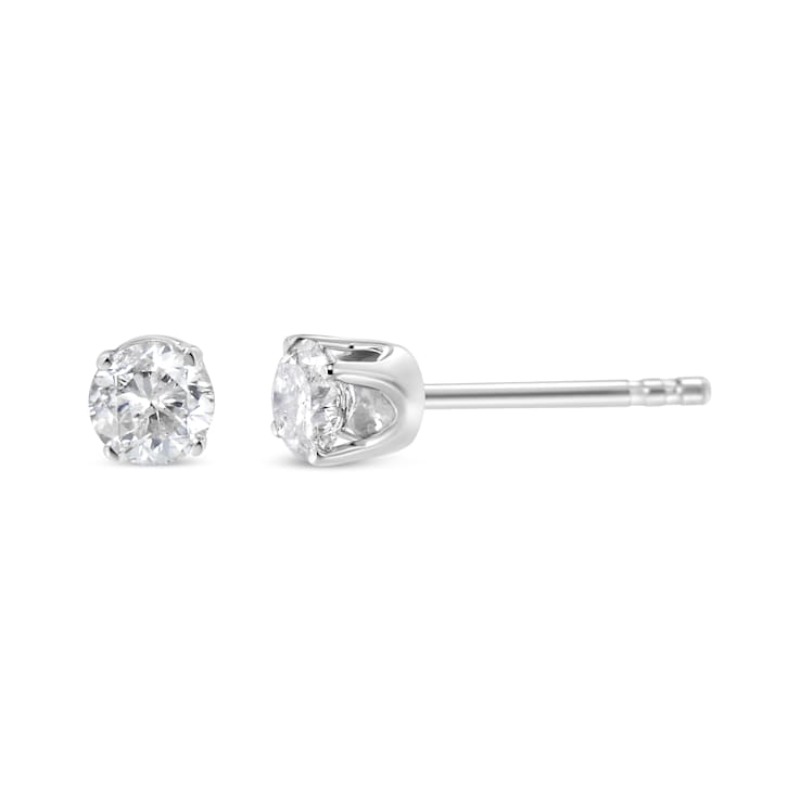 14K White Gold AGS Certified 1.0ctw Brilliant Round-Cut Solitaire
Diamond Push Back Stud Earrings