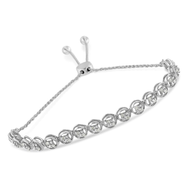 Sterling Silver .25ctw Diamond Bolo Bracelet
