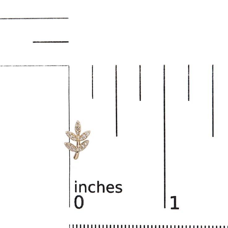 10K Yellow Gold 1/10 Cttw Diamond Accented Leaf and Branch Stud Earrings
(H-I Color, I1-I2 Clarity)