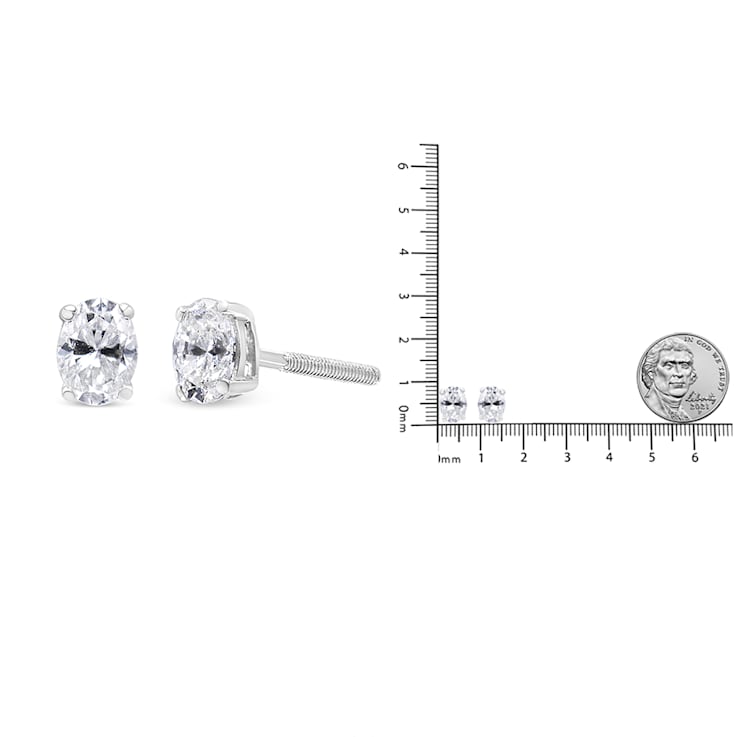 0.50ctw Lab Grown Oval Diamond Solitaire 14K White Gold Stud Earrings