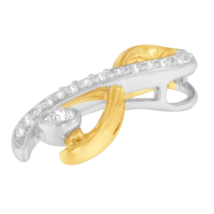 10K Two-Tone Gold 1/5ctw Diamond Radiant Ribbon Pendant w\chain (H-I, I1-I2)