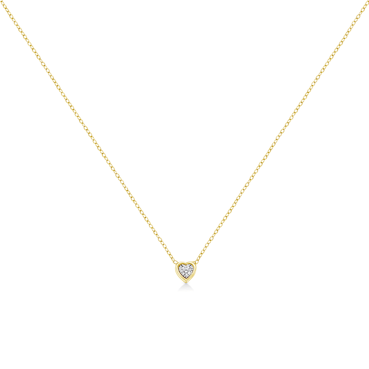 0.10ctw Miracle-Set Diamond Heart 10K Yellow Gold Over Sterling Silver Necklace