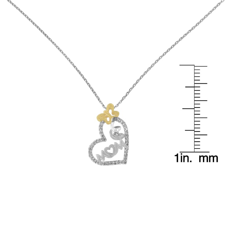 Sterling Silver Two Tone 1/5ctw Diamond "Mom" and Heart
Pendant w/chain(H-I, I1-I2)