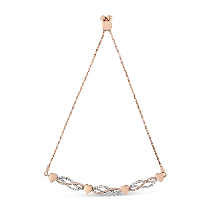 14K Rose Gold Plated Sterling Silver Diamond Accent Adjustable 4”-10”
Bolo Bracelet (I-J, I3)