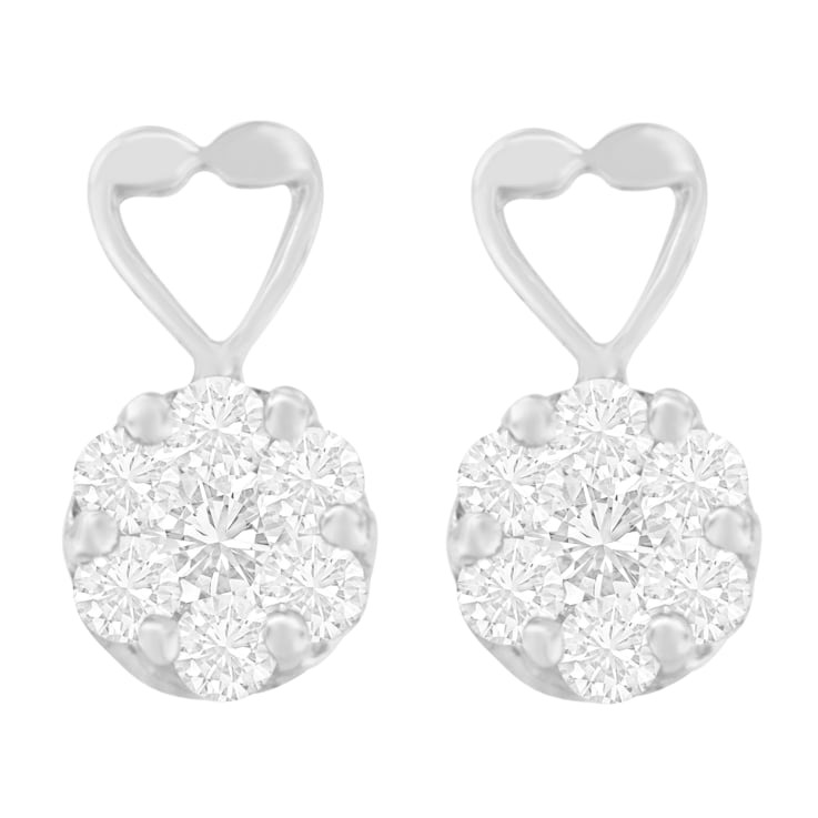 14K White Gold 1 1/4ctw Round Cut Diamond Earrings