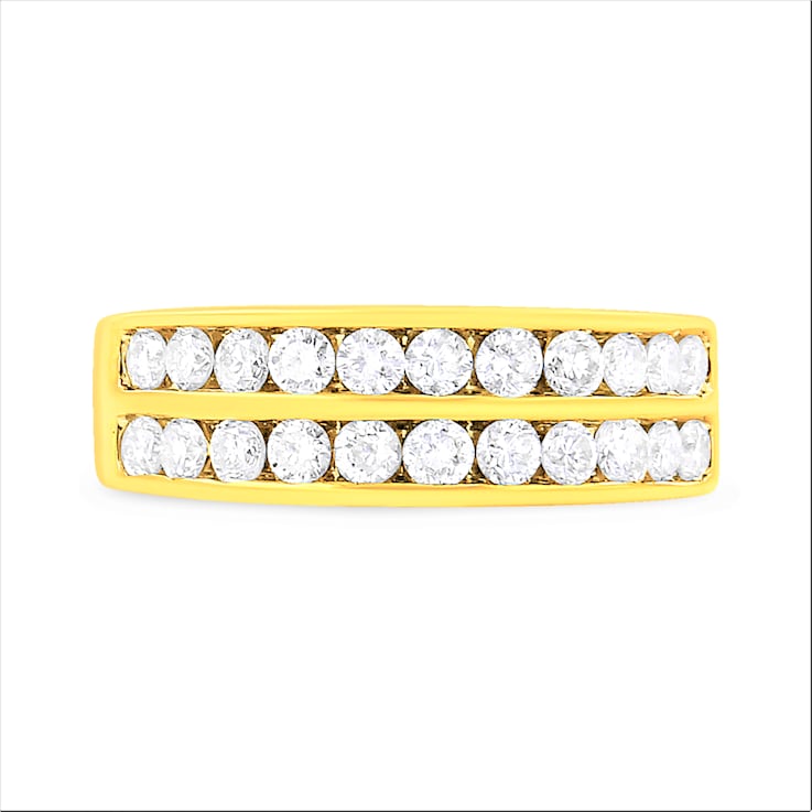 10K Yellow Gold Two-Row Diamond Band Ring (1.0ctw, J-K Color, I1-I2 Clarity)