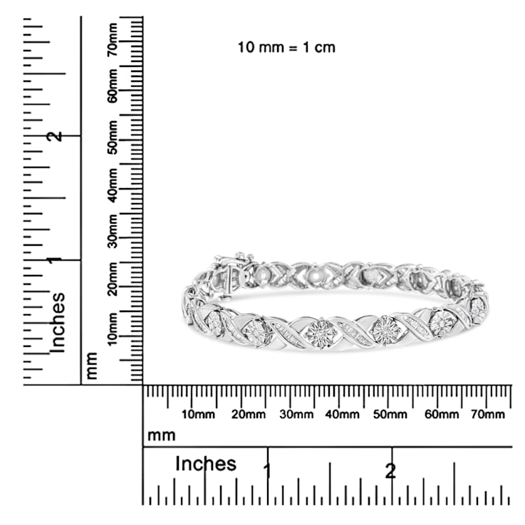 Sterling-Silver 1ct TDW Round and Baguette Diamond X-Link