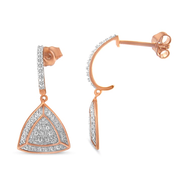 10K Rose Gold Over Sterling Silver Round Cut Diamond Fashion Dangle
Earrings .03ctw