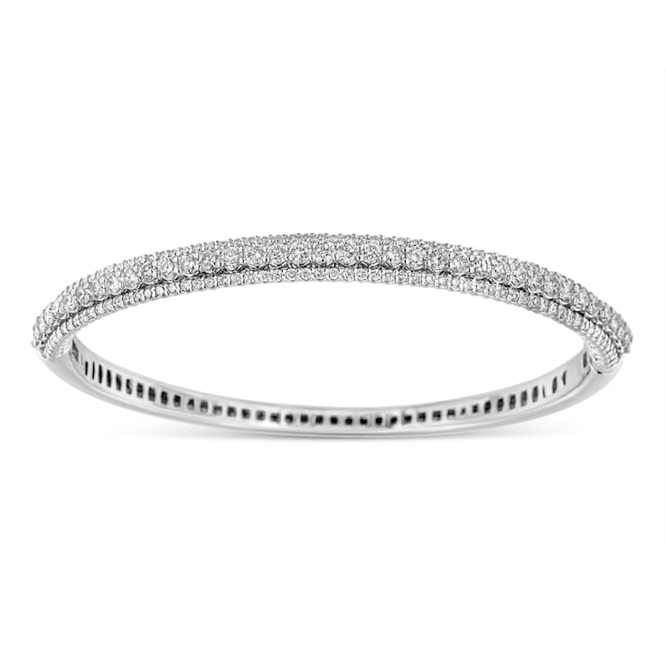 14K White Gold 3.0ctw Round-Cut Diamond Bangle