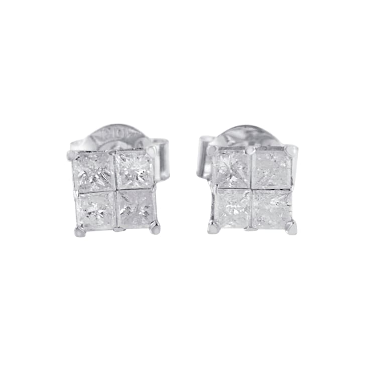 0.60ctw Diamond 10K White Gold Stud Earrings