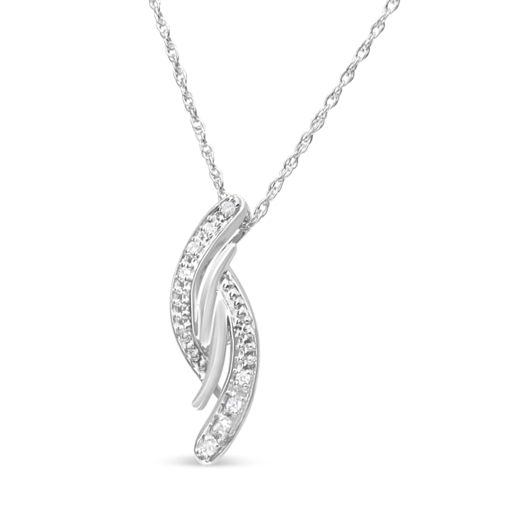0.05ctw Diamond Accent Bypass Curve Sterling Silver Pendant with Chain