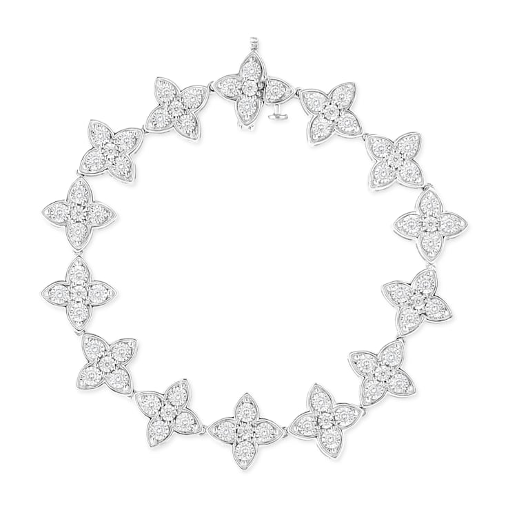 Sterling Silver 2.0ctw Miracle-Set Diamond 4 Leaf Clover