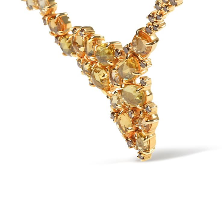 18K Yellow Gold Multi-Size Oval Yellow Sapphire and Brown Diamond
Statement Necklace