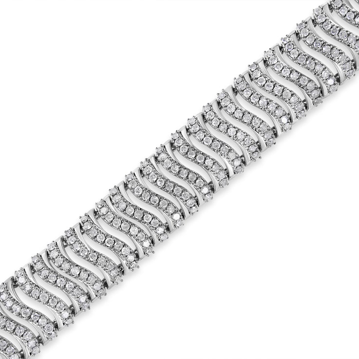 Sterling Silver 5.00ctw Round-Cut Diamond "S" Link Bracelet