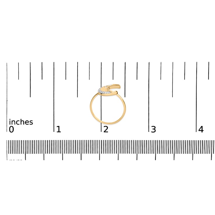 10K Yellow Gold 1/10ctw Diamond Crescent Moon Ring (I-J Color, I1-I2 Clarity)