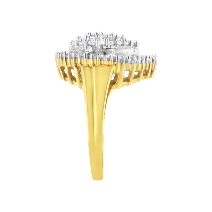 10K Yellow Gold 1.0ctw Mixed Cut Diamond Oval Shaped Cluster Ring (I-J
Color, I1-I2 Clarity)