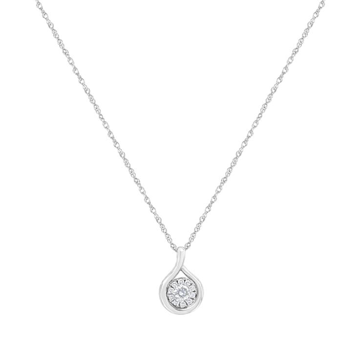 .925 Sterling Silver 1/4 cttw Lab-Grown Diamond Drop Pendant Necklace
(F-G Color, VS2-SI1 Clarity)
