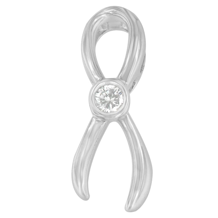 Sterling Silver 1/10ctw Diamond Ribbon Pendant w\chain (H-I, I1-I2)