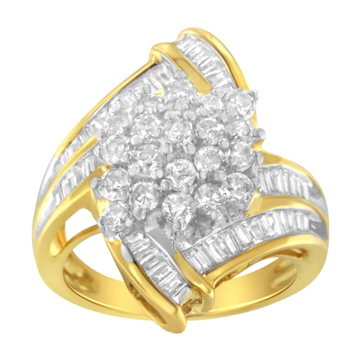2025年春の Gold Yellow 10K Round (2.0 Ring Swirl Diamond Baguette and アクセサリー
