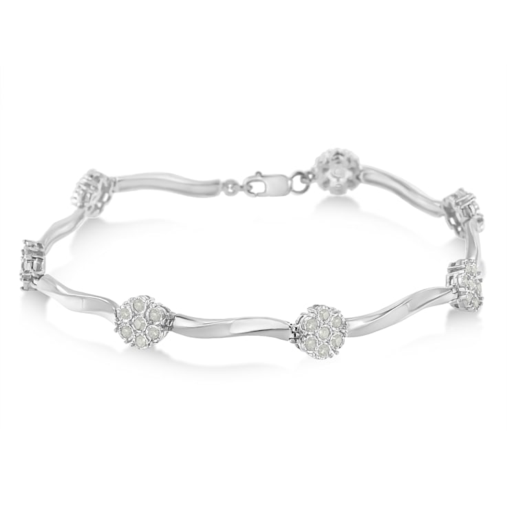 アクセサリー Takabow Sterling Silver 1.0 Cttw Diamond Cluster Miracle-Set Station