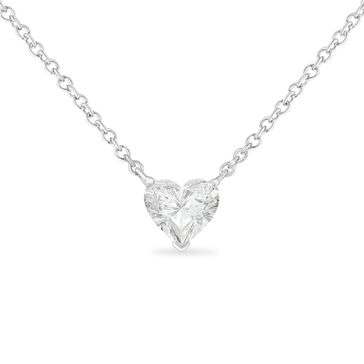 14k White Gold 1/4ctw Lab Grown Heart Shape Diamond Solitaire Necklace
(E-F Color, SI1-SI2 Clarity)