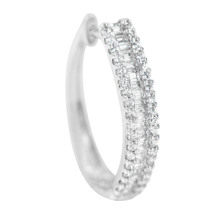 10K White Gold Diamond Hoop Earrings 3/4ctw