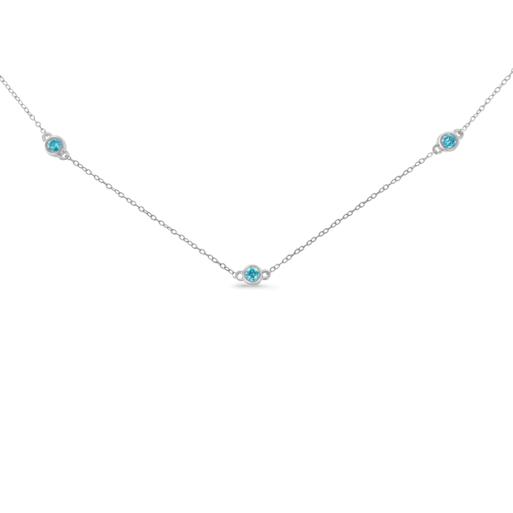 Sterling Silver Treated Diamond Station Necklace (1/2 cttw, Blue Color,
I2-I3 Clarity)