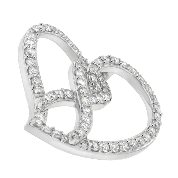14K White Gold 1.0ctw White Diamond Awareness Ribbon & Open Heart
18" Pendant w\chain