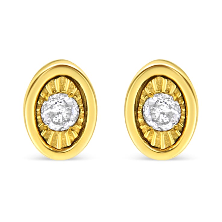 10K Yellow Gold Over Sterling Silver 1/10ctw Miracle-Set Diamond Circle
Shape Stud Earrings