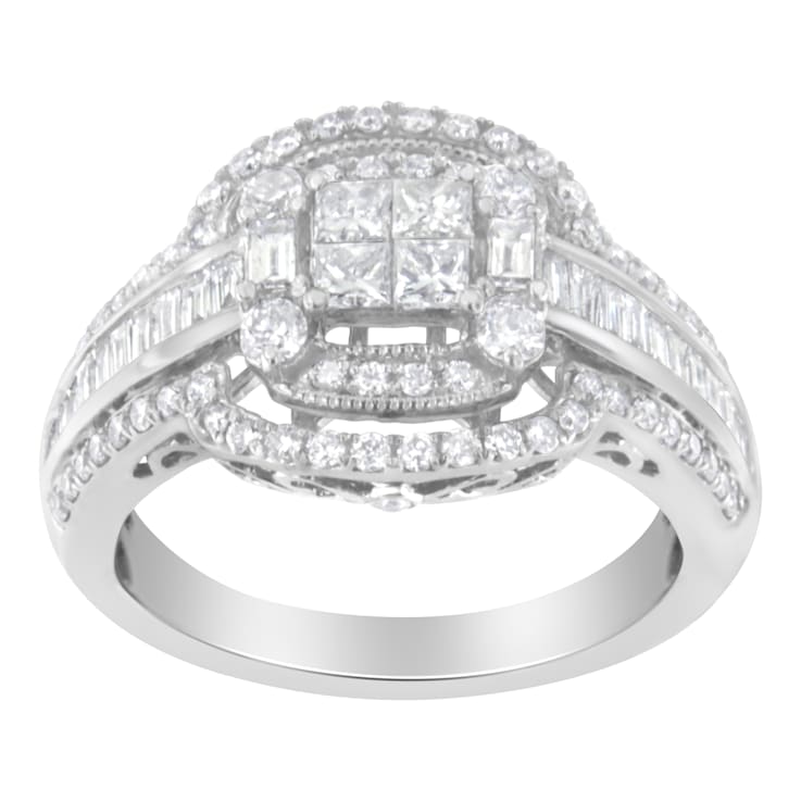 14K White Gold Diamond Cocktail Ring (1 1/4 cttw, H-I Color, SI2-I1 Clarity)
