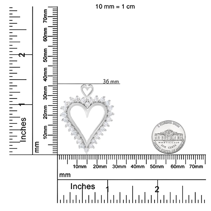 Sterling Silver 1 3/4ctw Round Diamond Lined Open Heart Pendant w\chain 18"