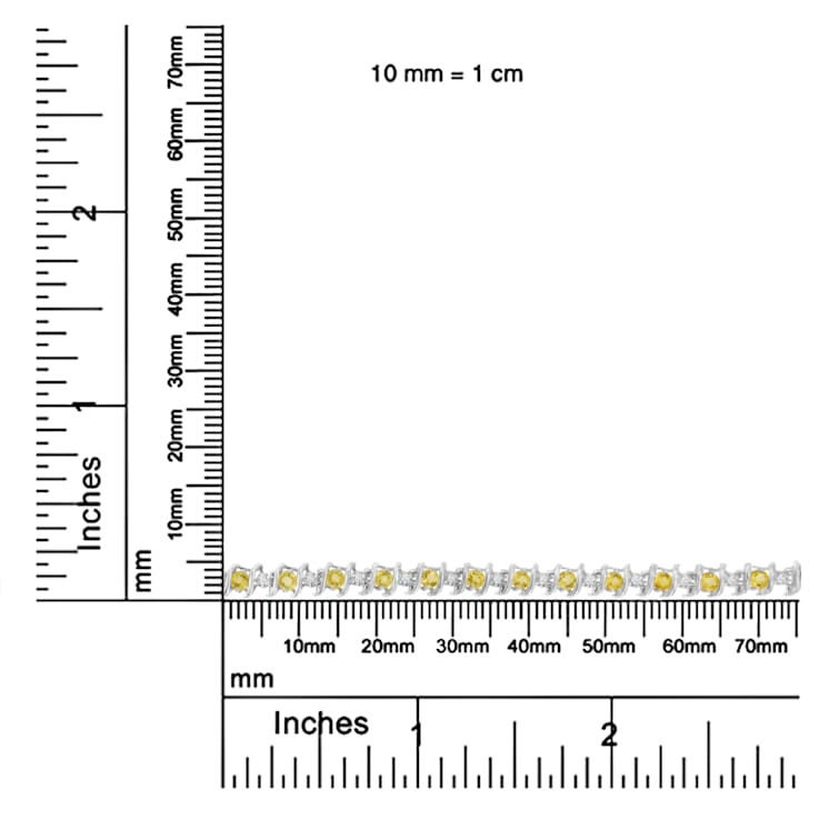 3.5 mm Lab Created Yellow Citrine and 1/6 ctw Diamond Rhodium Over
Sterling Silver Tennis Bracelet