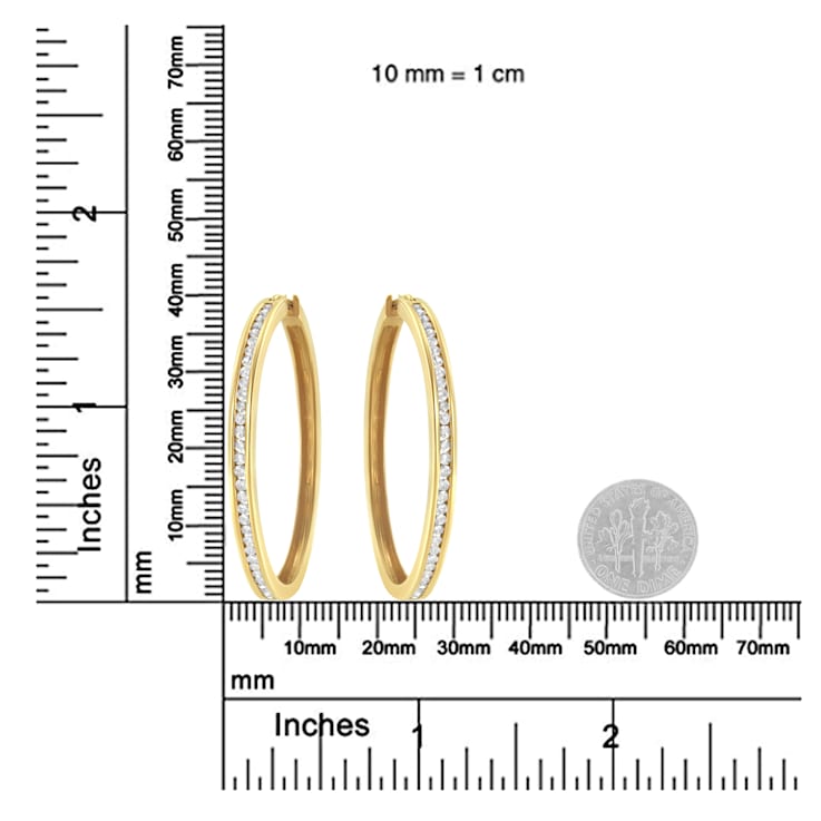 10K Yellow Gold 1.0ctw Slim Diamond Hoop Earrings