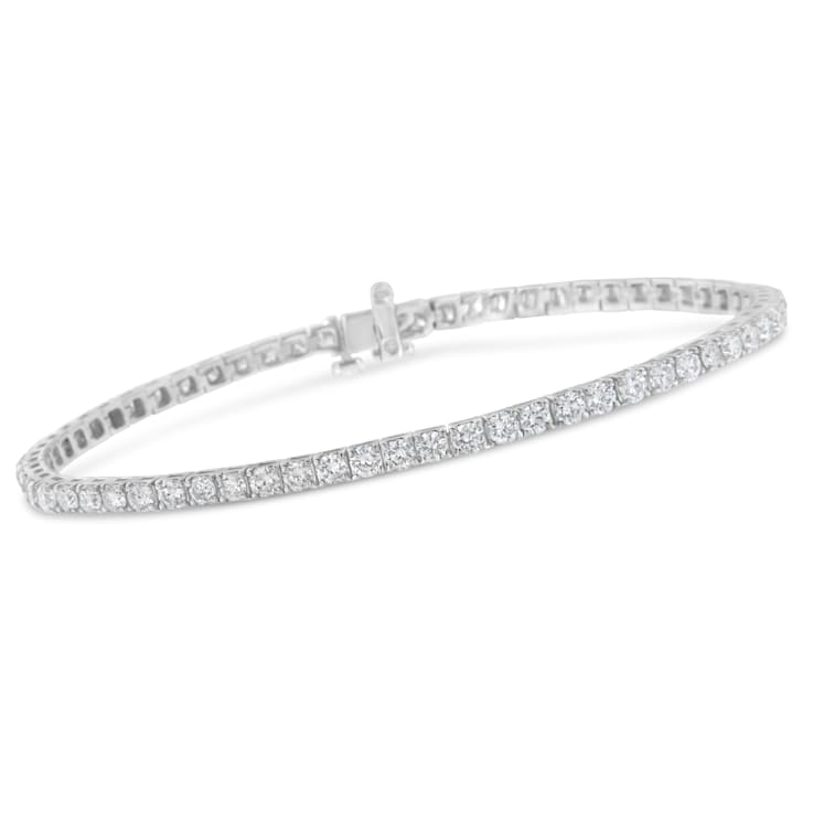 14K White Gold IGI Certified 5.0 Ctw Diamond  7” Tennis Bracelet (H-I
Color, I1-I2 Clarity)