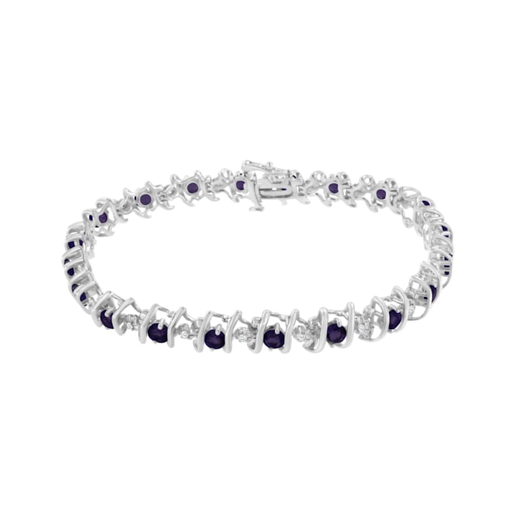 3.5 mm Lab Created Purple Amethyst and 1/6 ctw Diamond Rhodium Over
Sterling Silver Tennis Bracelet