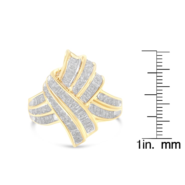 10K Yellow Gold Diamond Bypass Cocktail Ring (1 1/5ctw, I-J Color, I2-I3 Clarity)