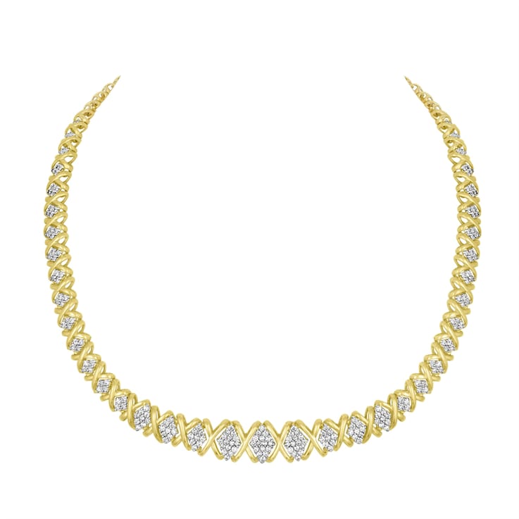 10K Yellow Gold 4ctw Round Diamond Graduating Riviera Necklace (H-I
Color, I2-I3 Clarity)