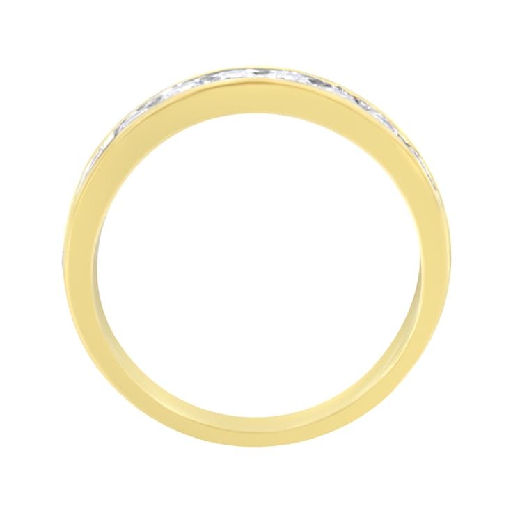 18K Yellow Gold IGI Certified 1.0ctw Diamond Half-Eternity Band(E-F
Color, I1-I2 Clarity)