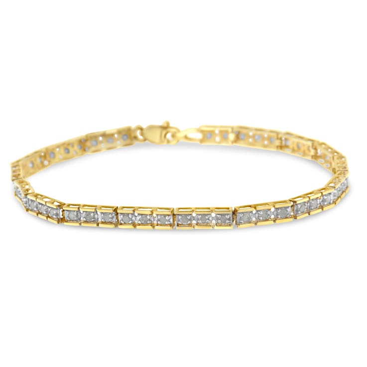 10K Yellow Gold Over Sterling Silver 1.0ctw Diamond Square Hybrid Link
7" Tennis Bracelet