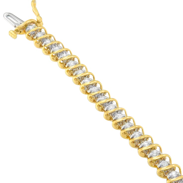 18K Yellow Gold 3.0ctw Round Cut Diamond Tennis Bracelet