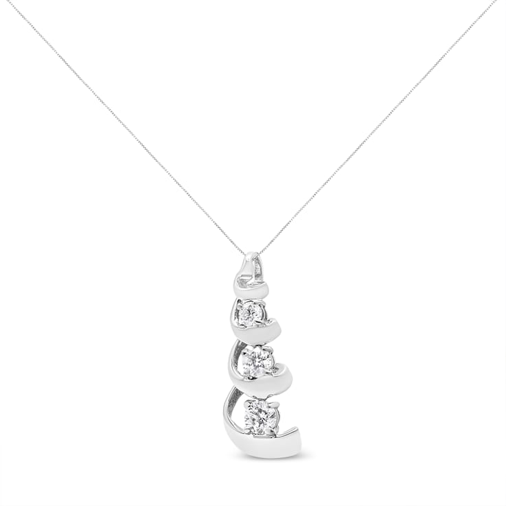 Sterling Silver Espira 1/4ctw Diamond Swirl Shape Pendant w\chain (I-J, I2-I3)
