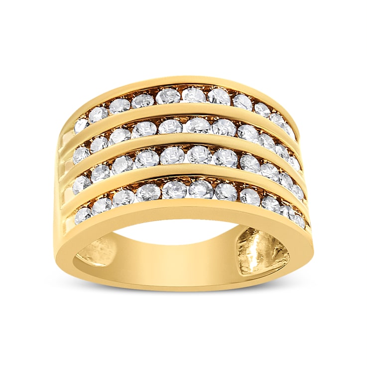 1.50ctw Champagne Diamond 4-Row 10K Yellow Gold Over