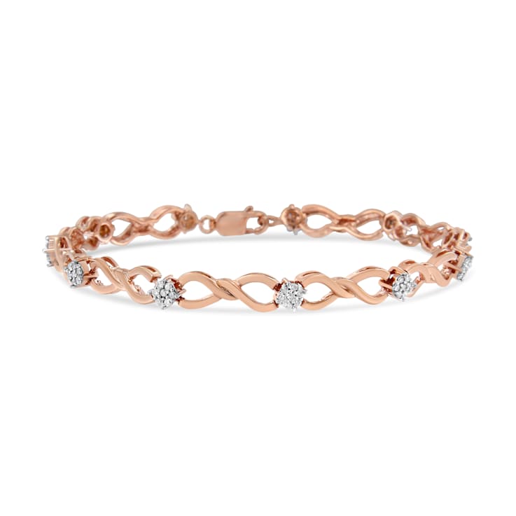 0.50ctw Diamond Infinity 10K Rose Gold Over Sterling Silver Tennis Bracelet
